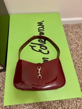 Patent Leather Shoulder Bag in Deep Red - Unbranded